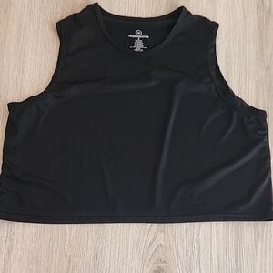 Real Essentials | Stylish Black Sleeveless Crop Top